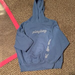 PLAYBOY Small Light Blue Hoodie with Playboy accents